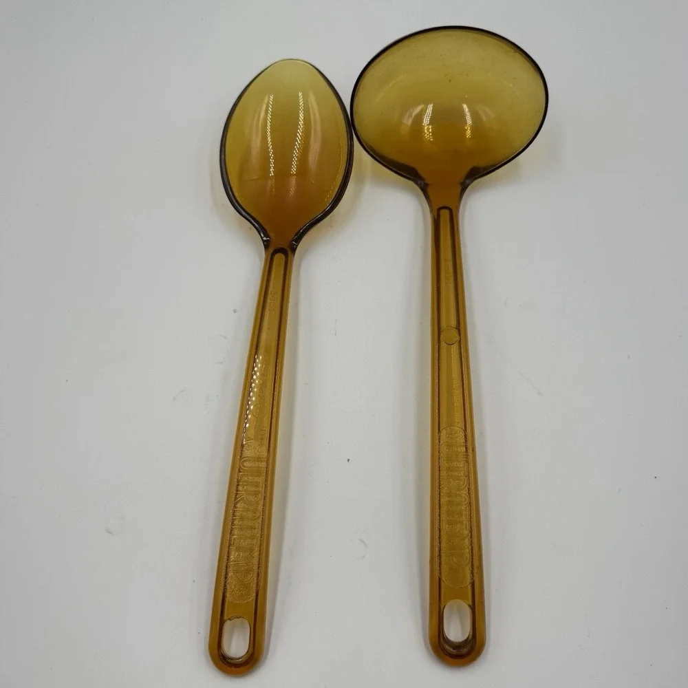 Ultratemp Ladle &‎ Serving Spoon Set Amber Heat Resistant Plastic Vintage